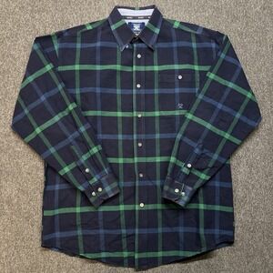 Wrangler TwentyX Blue Green Plaid Long Sleeve Shirt Size Large Men's (066)